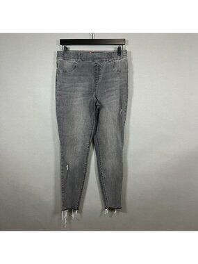 Spanx Jeans Gray Skinny Raw Hem Distressed Ankle